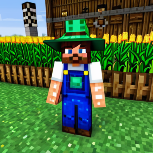 A Thriving Minecraft Farm**

"A vibrant and organized Minecraft farm with various crops like wheat, carrots, and potatoes, fully grown and ready for harvest. The farm is well-lit with torches, surrounded by a wooden fence to keep out mobs. In the center, a scarecrow stands guard. Perfect anatomy, correct proportions, natural pose, professional digital art, high quality, safe for work, appropriate content, fully clothed, family-friendly."

**