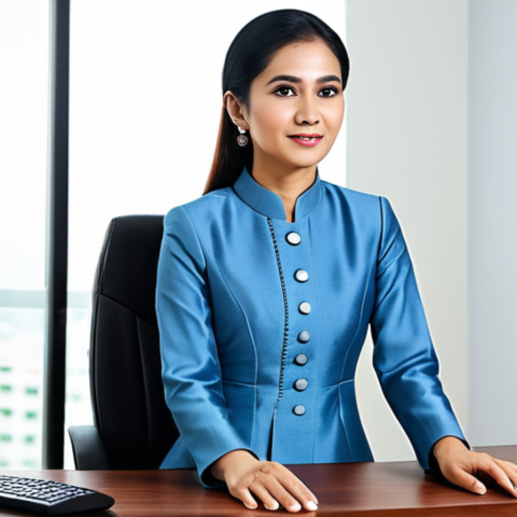 마인크래프트 월드 동기화 기술 - **

A professional businesswoman in a modest baju kurung, sitting at a desk in a modern office in Ku...